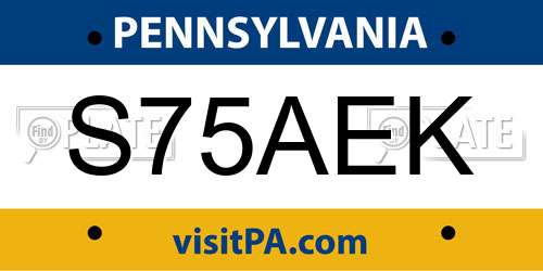S75AEK Pennsylvania License Plate
