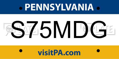 S75MDG Pennsylvania License Plate