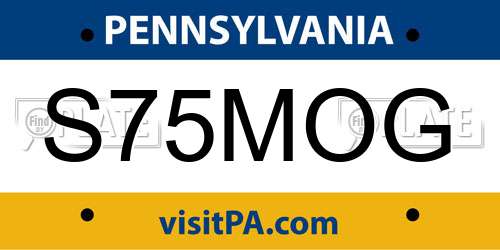 S75MOG Pennsylvania License Plate