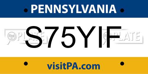 S75YIF Pennsylvania License Plate