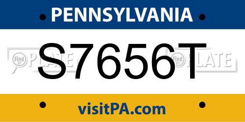 S7656T Pennsylvania License Plate