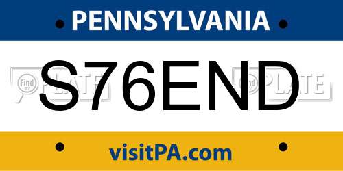 S76END Pennsylvania License Plate
