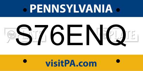 S76ENQ Pennsylvania License Plate