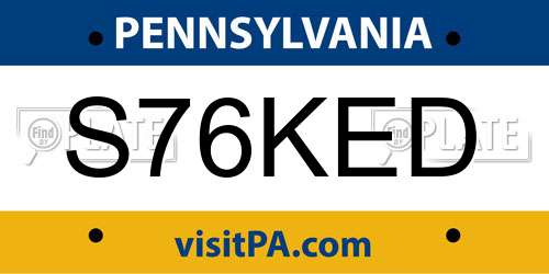 S76KED Pennsylvania License Plate