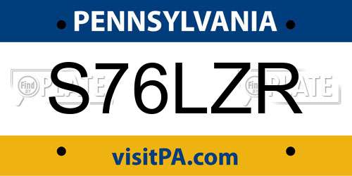 S76LZR Pennsylvania License Plate