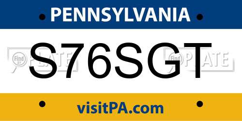 S76SGT Pennsylvania License Plate
