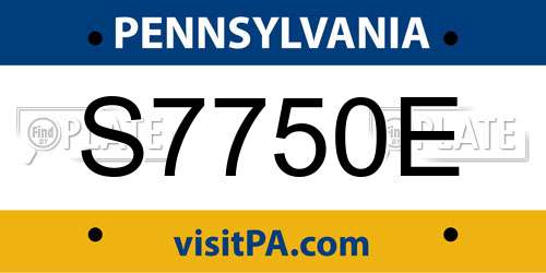 S7750E Pennsylvania License Plate