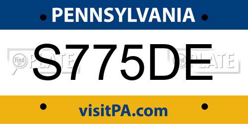 S775DE Pennsylvania License Plate