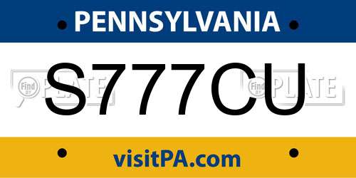 S777CU Pennsylvania License Plate