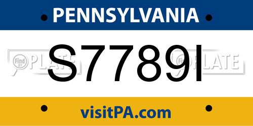 S7789I Pennsylvania License Plate