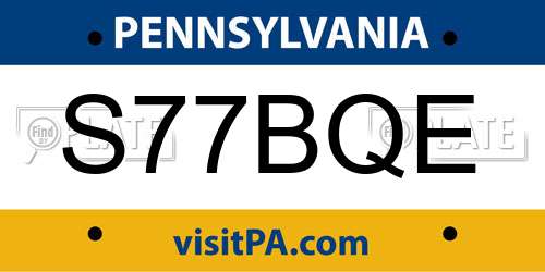 S77BQE Pennsylvania License Plate