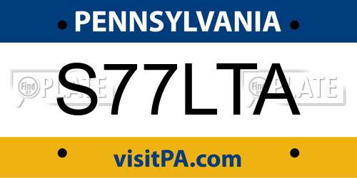 S77LTA Pennsylvania License Plate