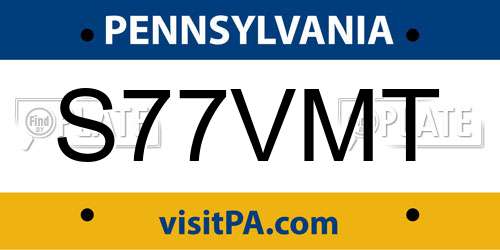 S77VMT Pennsylvania License Plate