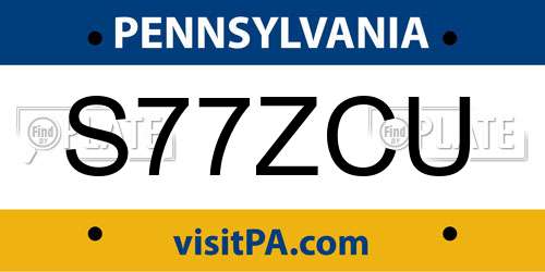 S77ZCU Pennsylvania License Plate