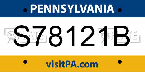 S78121B Pennsylvania License Plate