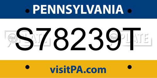 S78239T Pennsylvania License Plate