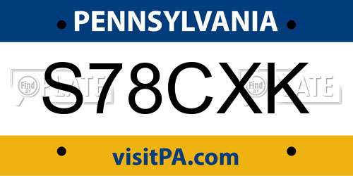 S78CXK Pennsylvania License Plate