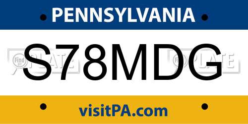 S78MDG Pennsylvania License Plate