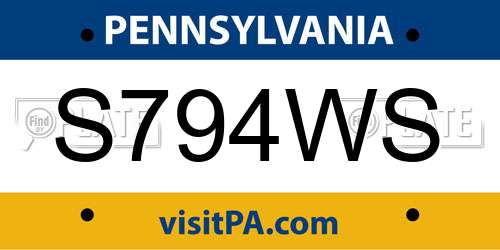 S794WS Pennsylvania License Plate