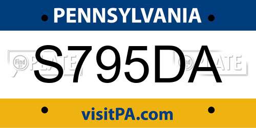 S795DA Pennsylvania License Plate