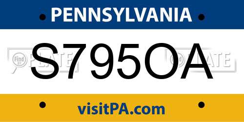 S795OA Pennsylvania License Plate