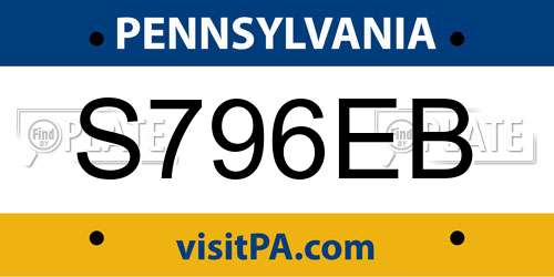 S796EB Pennsylvania License Plate