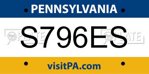 S796ES Pennsylvania License Plate