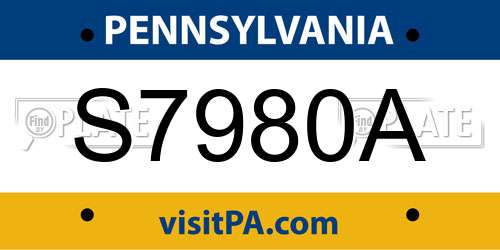 S7980A Pennsylvania License Plate