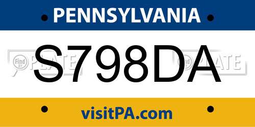 S798DA Pennsylvania License Plate