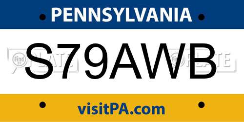 S79AWB Pennsylvania License Plate