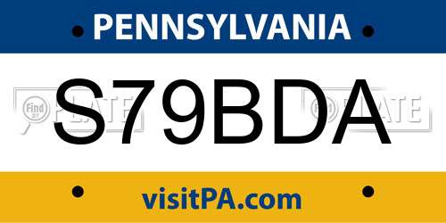 S79BDA Pennsylvania License Plate