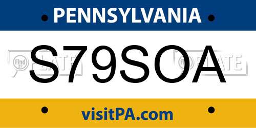 S79SOA Pennsylvania License Plate