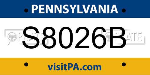 S8026B Pennsylvania License Plate