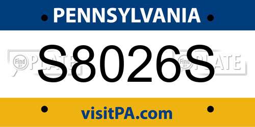 S8026S Pennsylvania License Plate