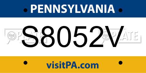 S8052V Pennsylvania License Plate