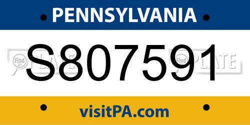 S807591 Pennsylvania License Plate