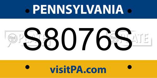 S8076S Pennsylvania License Plate