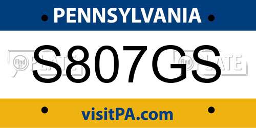 S807GS Pennsylvania License Plate