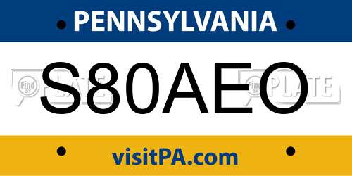 S80AEO Pennsylvania License Plate