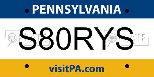 S80RYS Pennsylvania License Plate