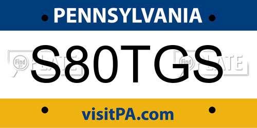 S80TGS Pennsylvania License Plate