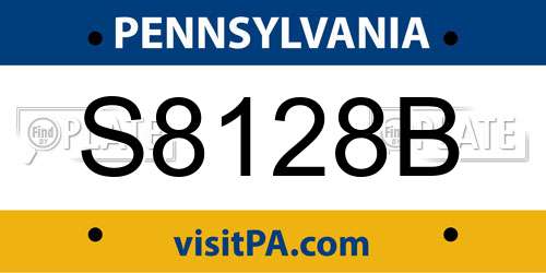 S8128B Pennsylvania License Plate
