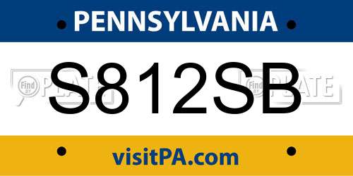 S812SB Pennsylvania License Plate