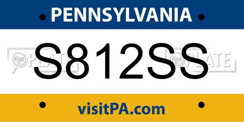 S812SS Pennsylvania License Plate