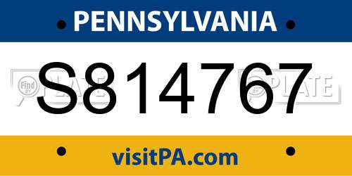 S814767 Pennsylvania License Plate