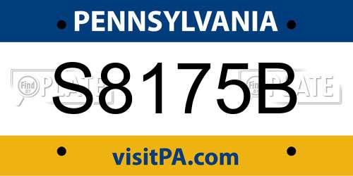S8175B Pennsylvania License Plate