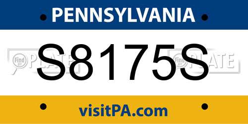 S8175S Pennsylvania License Plate