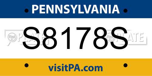 S8178S Pennsylvania License Plate