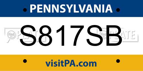 S817SB Pennsylvania License Plate