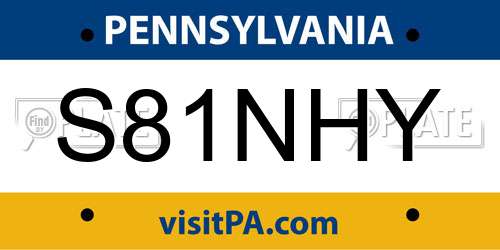 S81NHY Pennsylvania License Plate
